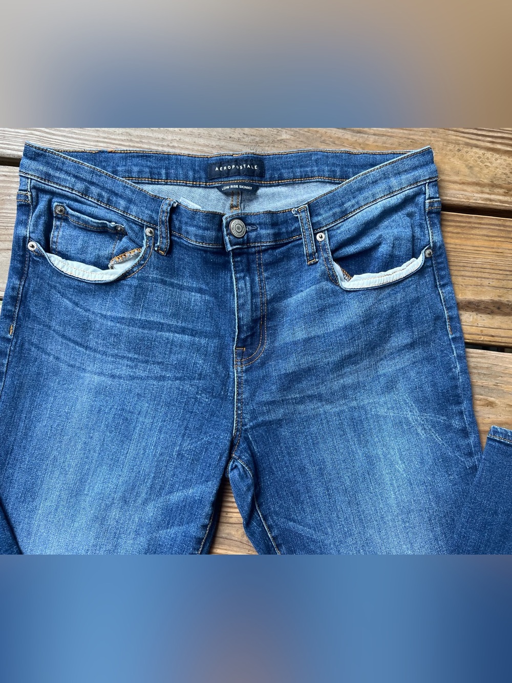 Aeropostale Low Rise Skinny Dark Wash Denim Jeans Size 16L - Picture 5 of 9